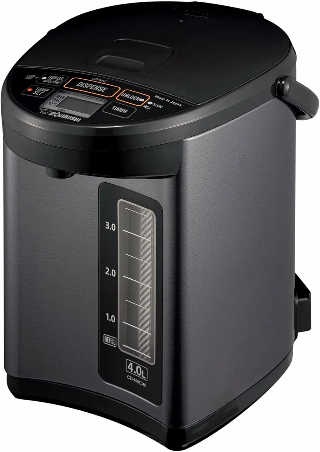 CD-NAC40BM Micom Water Boiler and Warmer (4-Liter, Metallic Black) Easy to Use  Optional Quick Temp Mode for 160-deg-F