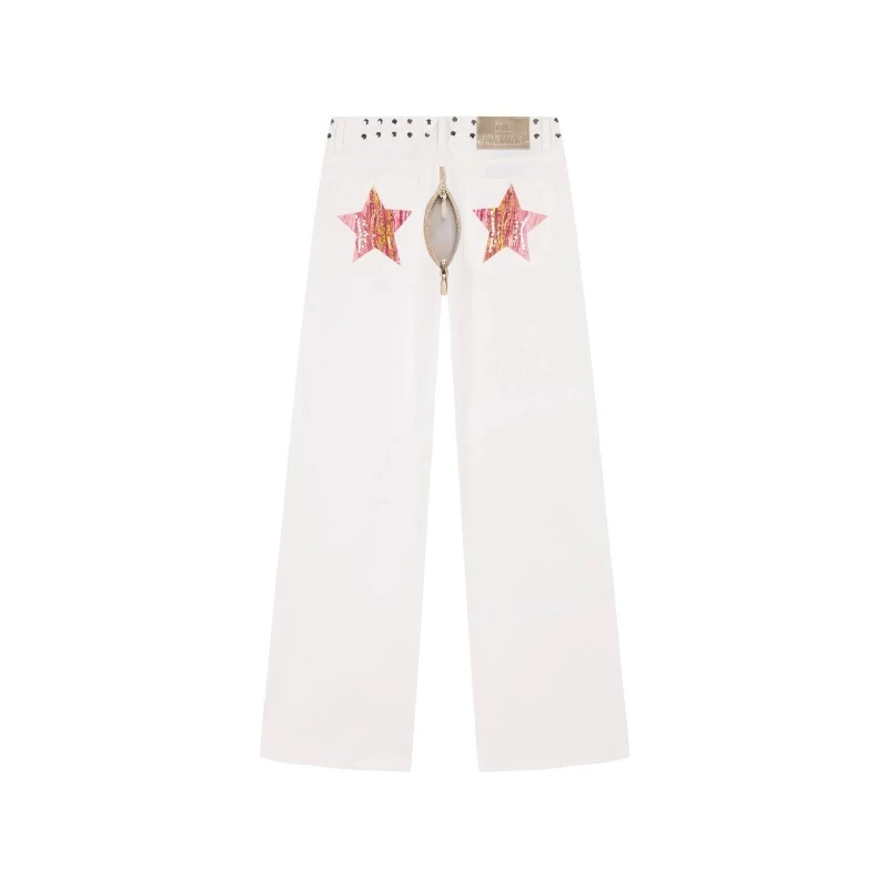 Jean esthétique Y2K pour femmes, ample, Baggy, jambe droite, Design imprimé Star Constellation, tendance, Streetwear, pantalons décontractés