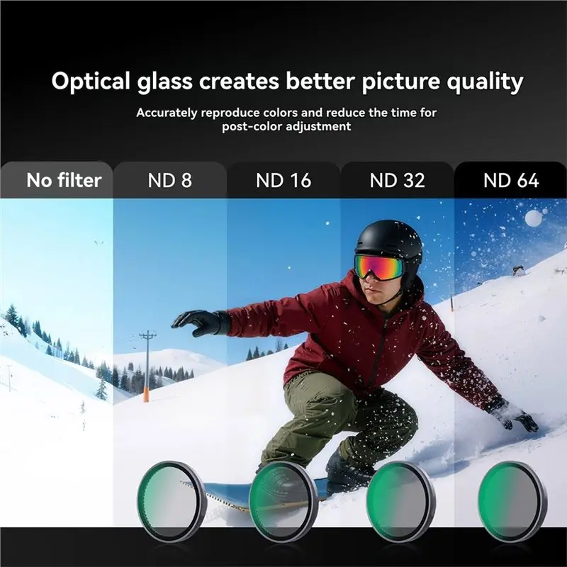 FFYY-액션 6 필터 키트에는 ND8+ ND16+ ND32 필터가 포함되어 있습니다. 보호 렌즈 커버