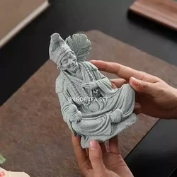 Chinese Ji Gong Buddha Statue Stone Living Buddha Ornament Tabletop Fish Tank Landscape Decor Dragon Subduing Arhat Sculpture