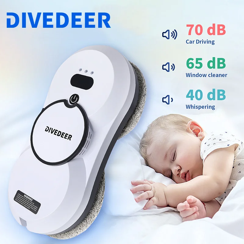 DIVEDEER Window cleaning robot 5600PA large suction electric spray window cleaning robot fall prevention remote cleaner