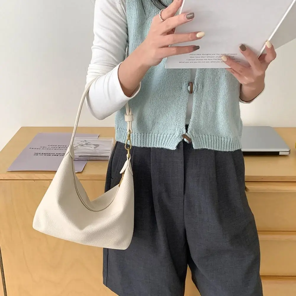 

Fashion Large Capacity PU Hobo Bag Solid Color Handbag Shoulder Bag Fashion Design Korean Style PU Dumpling Bag Autumn