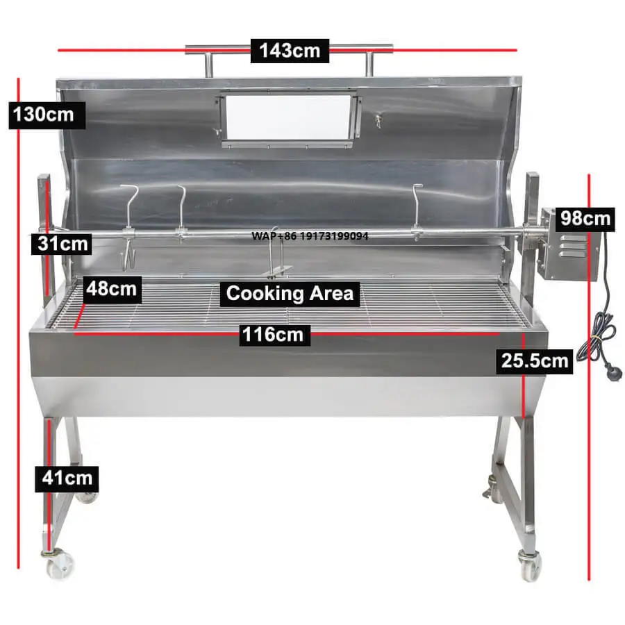 Factory Sale BBQ Oven Hooded Spartan Spit Roaster  Outdoor Motorised Charcoal Grill
