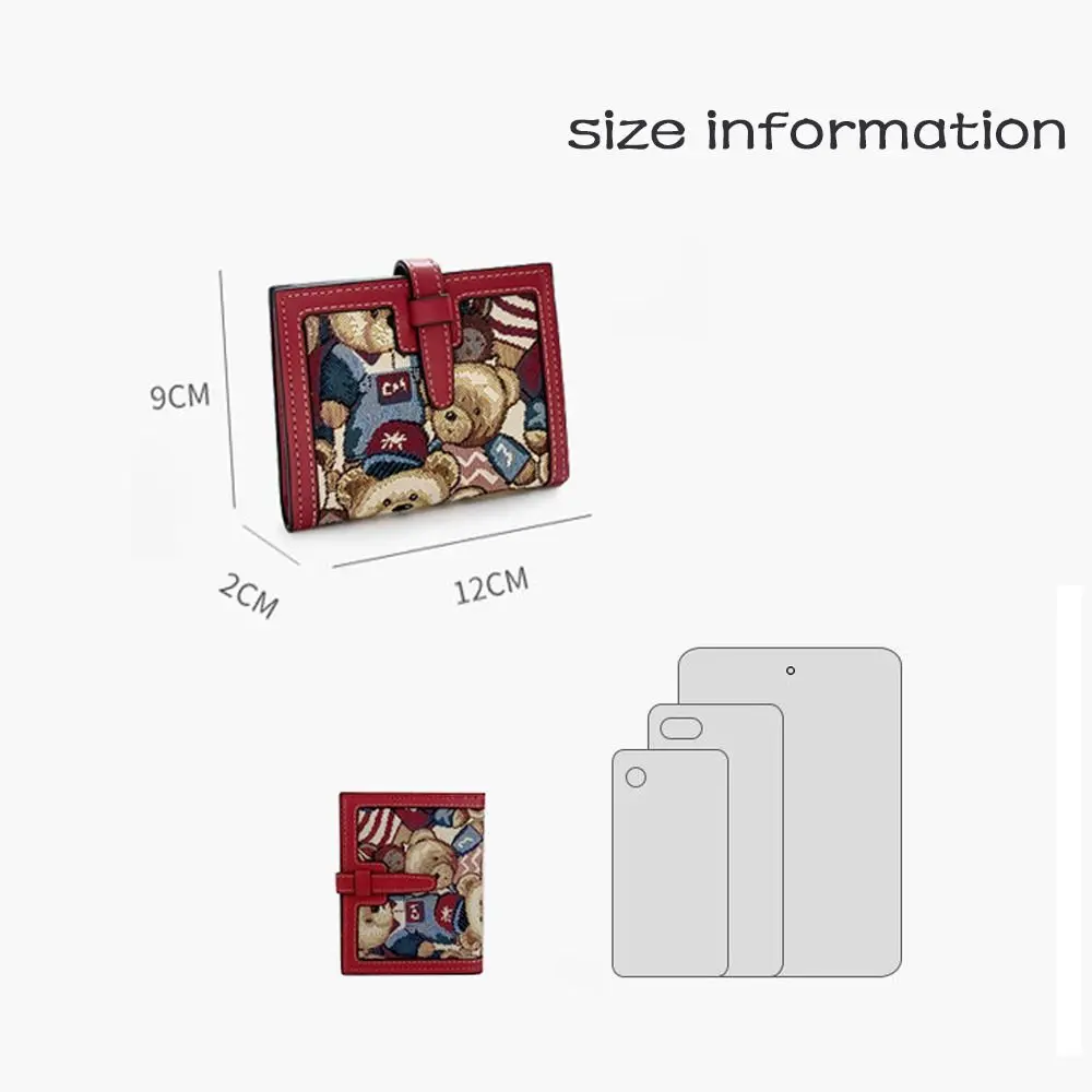 Милый вязаный женский кошелек с мультяшным медведем, холст в богемном стиле, держатель для карт, сумка для монет, дорожный