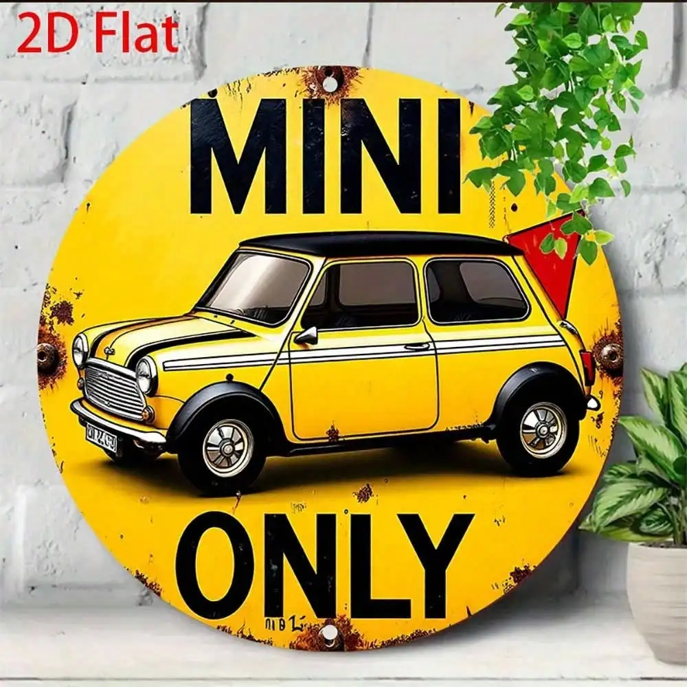 Vintage Mini-Auto Metall-Blechschild 8x8 Zoll, Distressed Wandkunst für Küche und Garage
