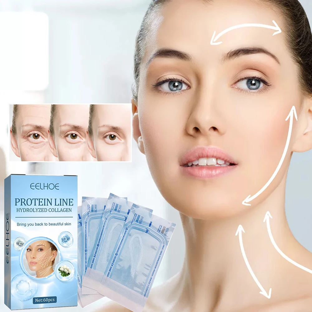 60pcs Collagen Face Lifting Thread No Needle Protein Skin Absorbed Lines Anti Aging Wrinkle Remove Absorbable Skin Care Supplies