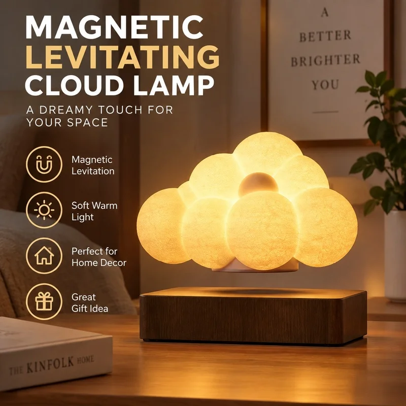 Generic Magnetic Levitation Cloud Lamp Ambient Night Light Desktop Decor Ornament For Bedroom Study Romantic Gift For Men Women