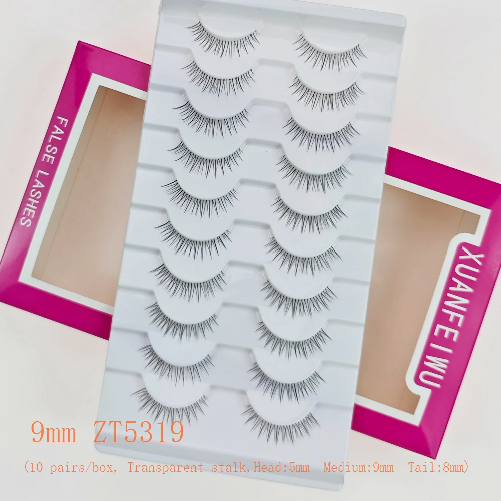 Xuanfeiwu ナチュラル ノーメイク ライトメイク ヌードメイク デイリー 透明ステムまつげ ワンピースストリップつけまつげ インフルエンサー仕事 メイクアップで使用可能 自己移植まつげ