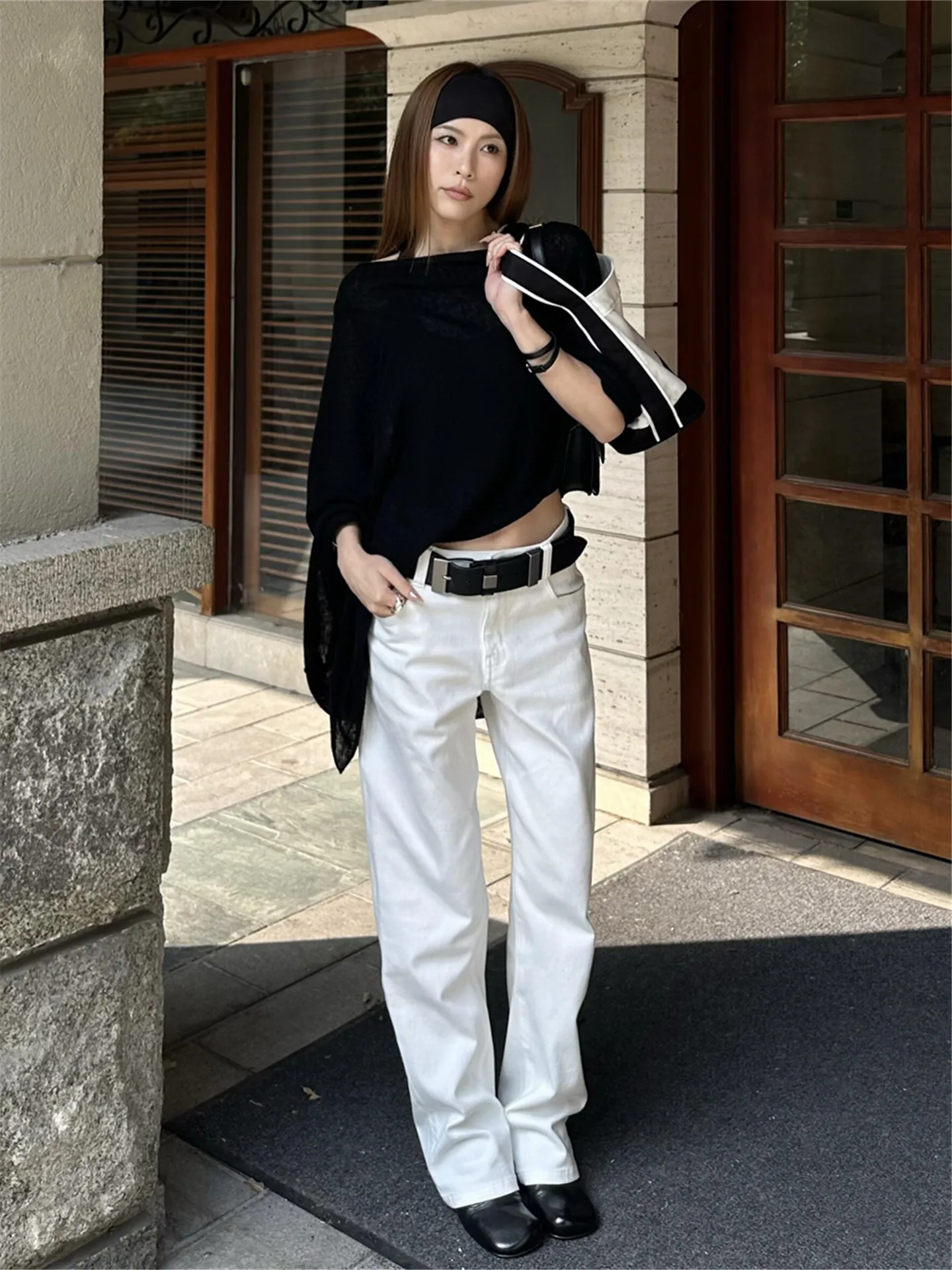 

American Streetwear Vintage Low Waist Wide Leg Jeans Women's Loose Slimming Tall Extended Straight Cut Pants Cotton Spring