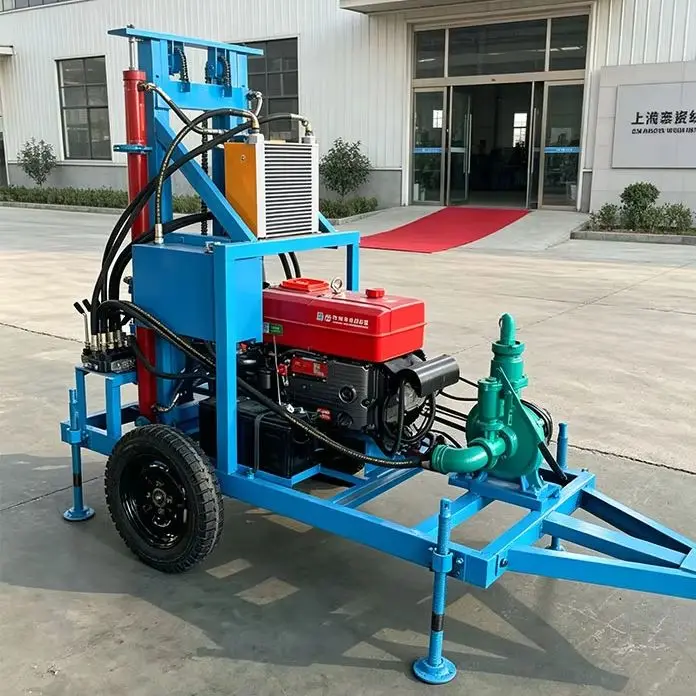 Customized Portable 22HP Diesel Hydraulic Drill Wheeled 100m Depth Precise Farm Use Water Well Drilling Rig
