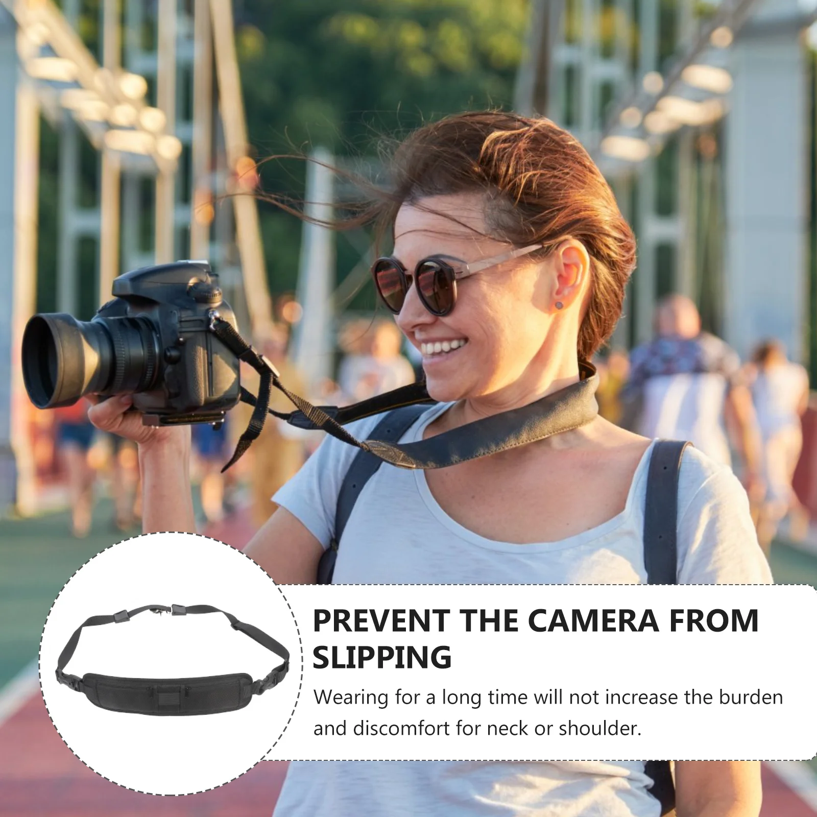 

Adjustable Nylon Camera Strap Shoulder Neck Belt Double Zipper Pocket Carry Cards Lens Comfortable Adjustable Sling Belt