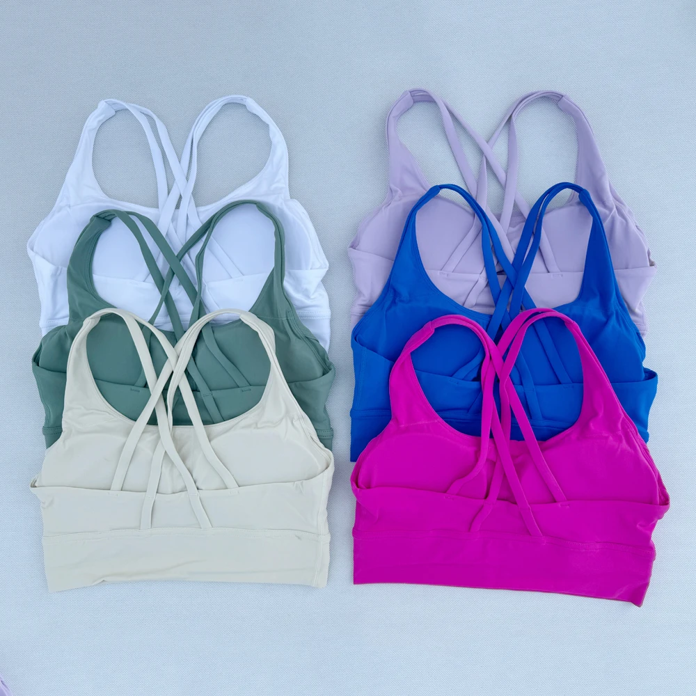 Woman Clothes Gym Top Breathable Sports Bra Cross-Backed Yoga Bra Outdoor Jogging Push Up Fitness Trainning Sportswear Underwear image 3