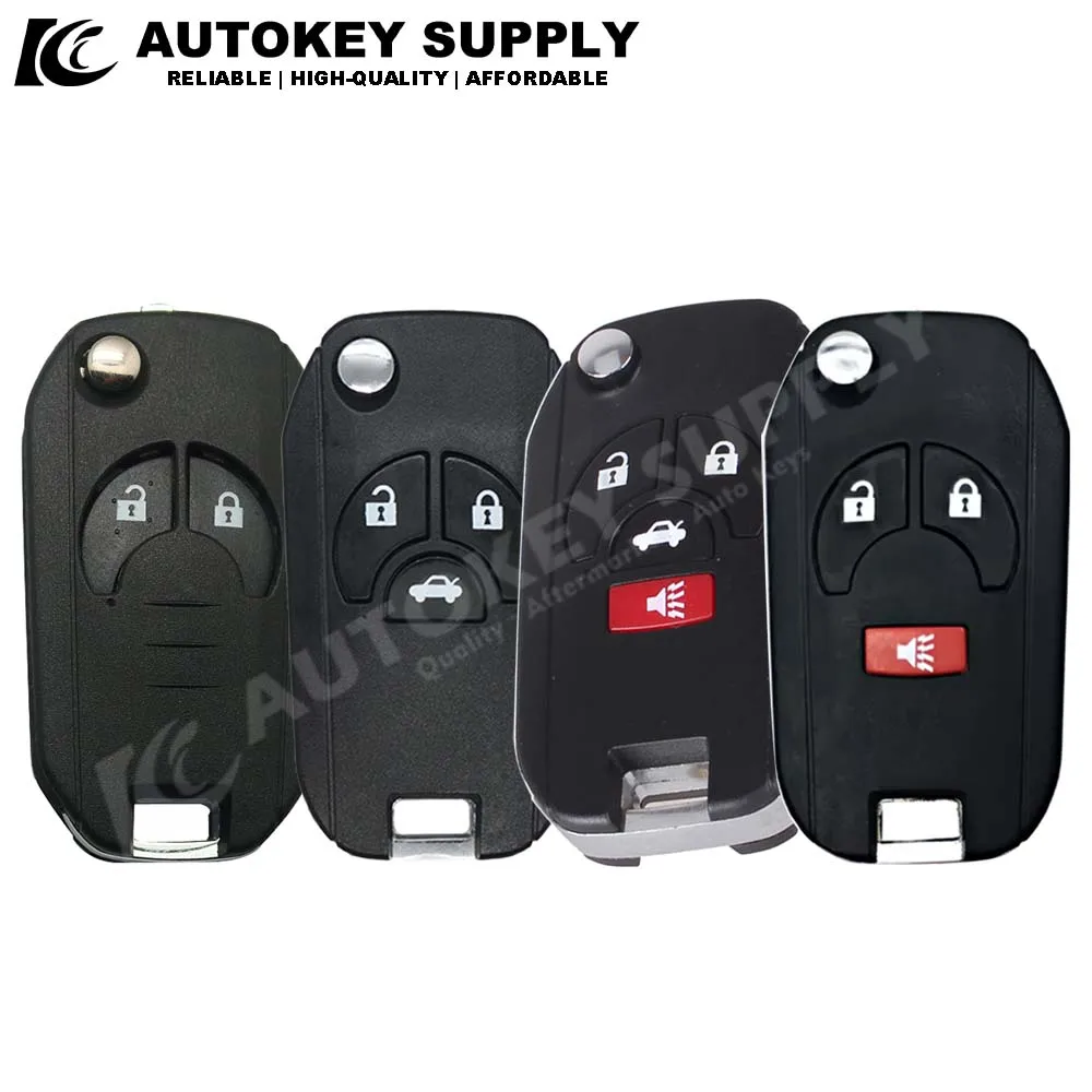 Autokeysupply 2/3/4 Buttons Remote Flip Key Shell For Nissan