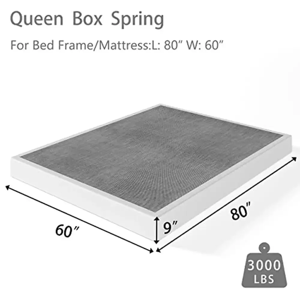 9 Inch High Profile Mattress Foundation Box Spring Strong Metal Frame Quiet Noise-Free Easy Assembly Compatible with Innerspring