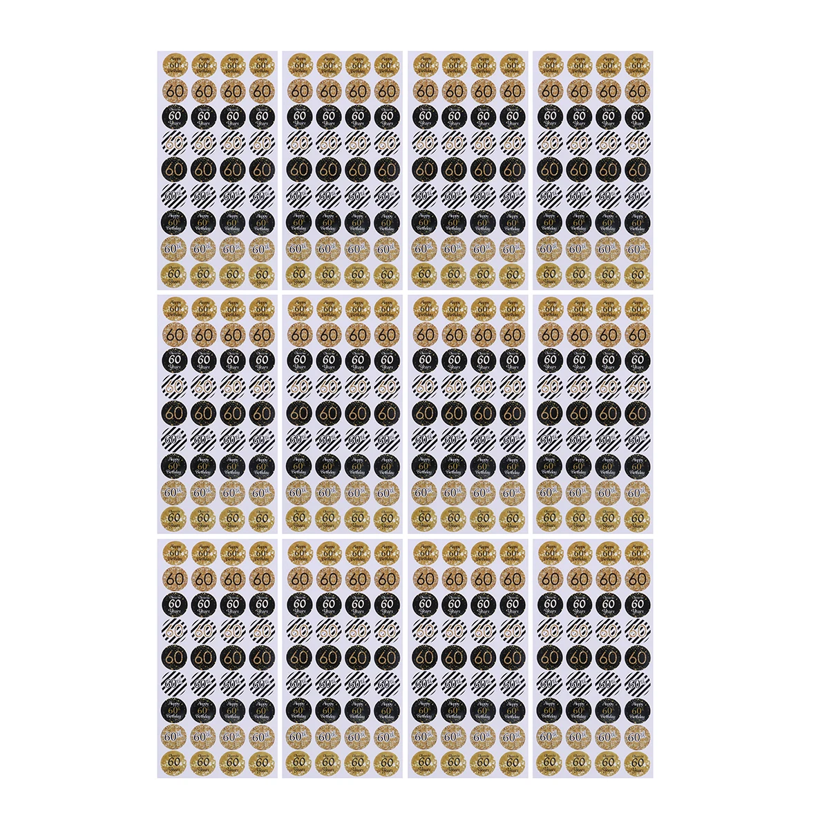 

432 Pcs Round Birthday Party Stickers Happy Retail Package Self Adhesive Sealing