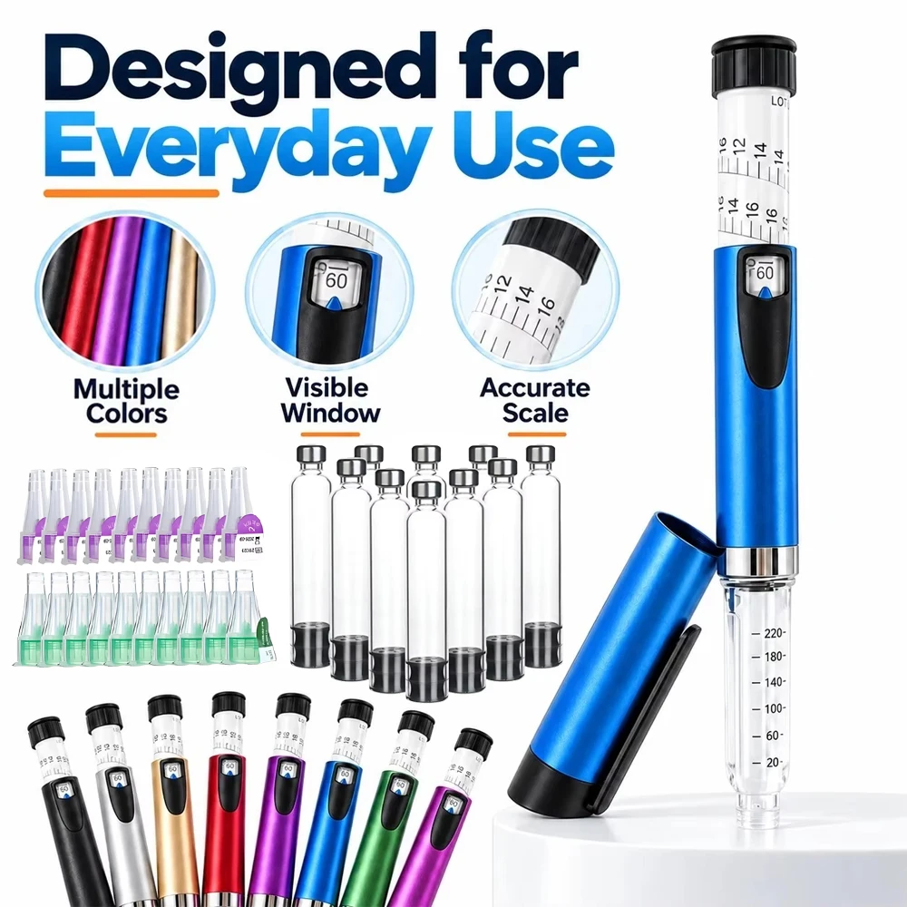 V3 Reusable Peptide Pen 3ML Insulin Injector with Refillable Design Dose Control Home Use Injection Pen for Diabetes Management