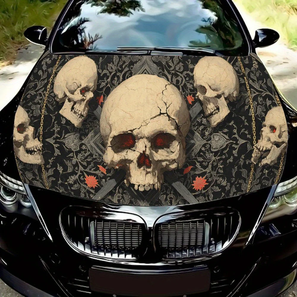 

Grim Skull Gang ПВХ автомобильные виниловые обертывания, самоклеящаяся водонепроницаемая наклейка на капот автомобиля, защитные наклейки для украшения автомобиля для Tru