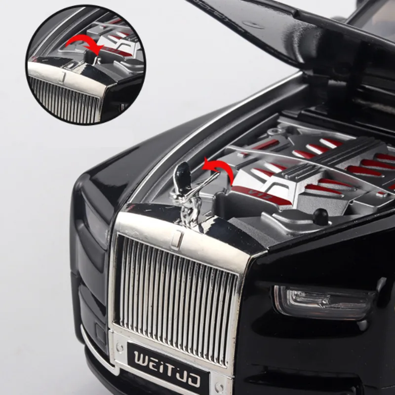 1/18 Rolls Royce Phantom Alloy Car Model Diecast & Toy Vehicles Metal Car Model Collection Simulation Sound and Light Kids Gifts