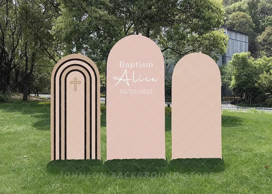 Custom Cross Rainbow Arch Backdrop Cover Baptism Christening Party Decoration Baby Shower Welcome Background