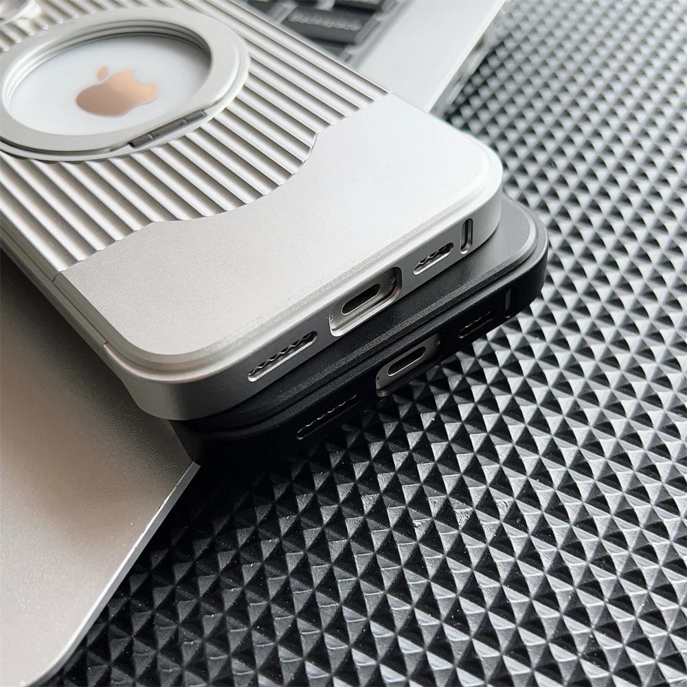 Aluminum Alloy Frameless Magsafe Magnetic Holder Phone Case For iPhone 16 13 14 15 16 Pro Max Metal Frame Shockproof Back Cover