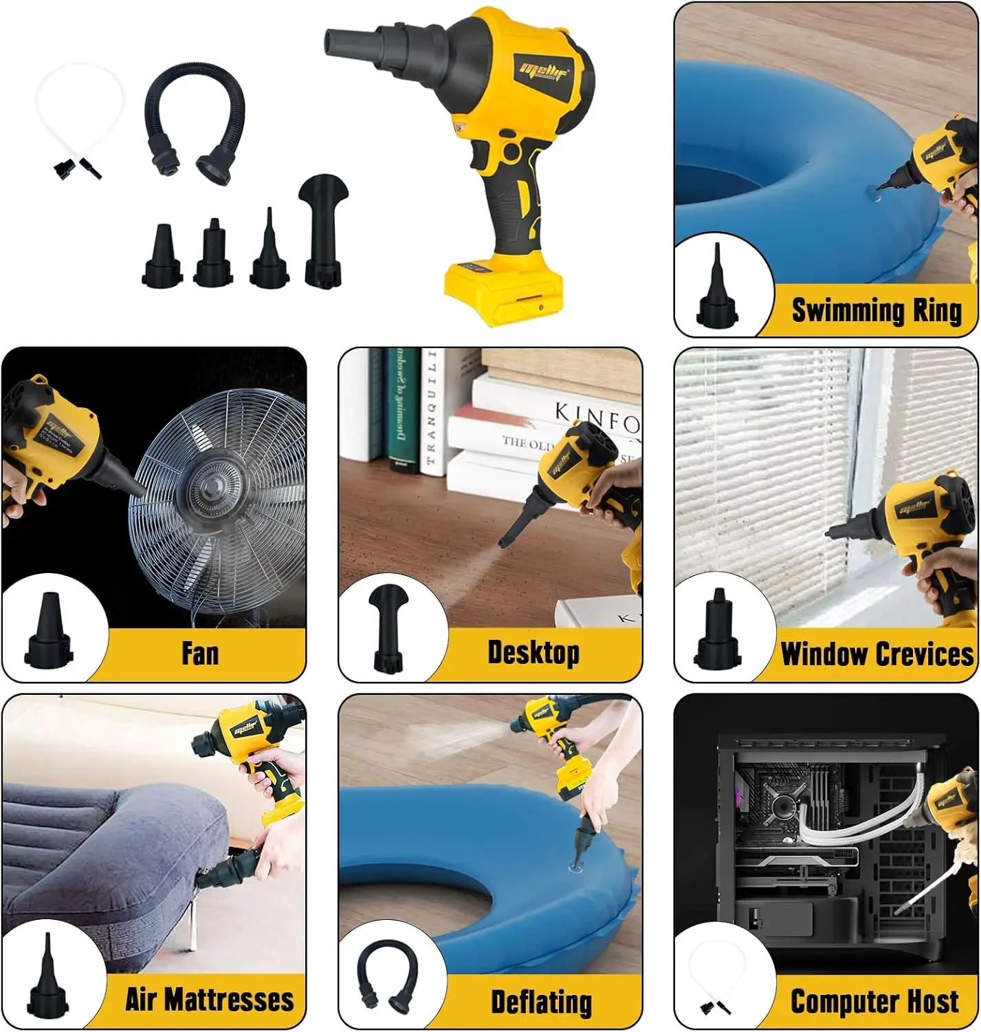 Imagem -06 - sem Fio Air Duster para Dewalt Bomba de Colchão Comprimido sem Escova Portátil Bateria Não Incluída 20v