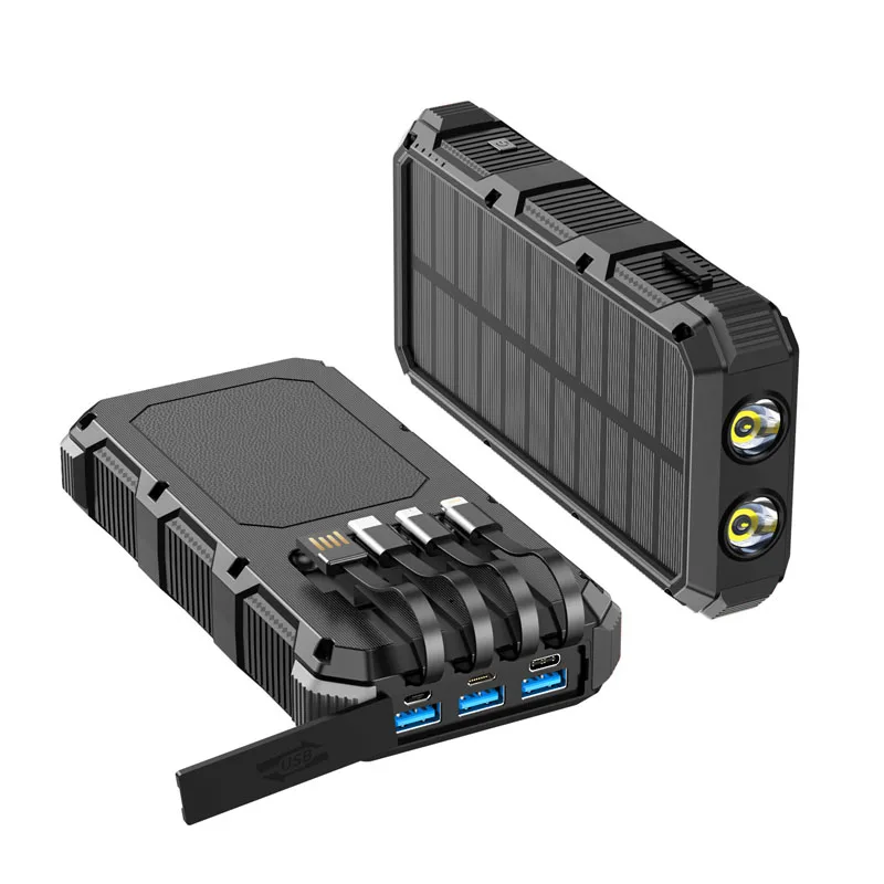 Solar Power Bank 36800mAh with Cable Fast Charging Portable Wireless Charger Powerbank for iPhone 15 14 Samsung Xiaomi Poverbank