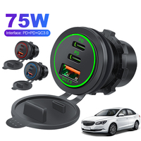 12V-24V Car Charger Socket 3 Ports PD Type C QC 3.0 Power Outlet Waterproof Fast Charge Adapter USB Charger