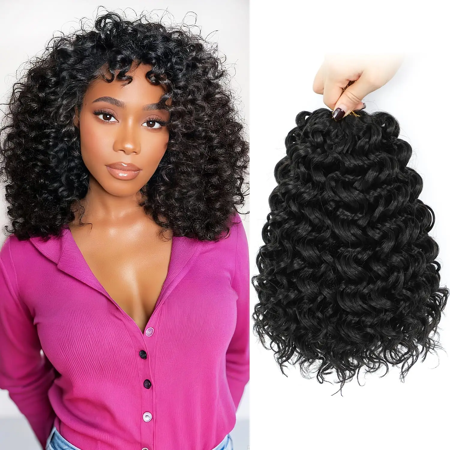 

7 Packs GoGo Curl Crochet Hair Short Curly Synthetic Crochet Braids for Women Water Wave Beach Curl Deep Twist Hair