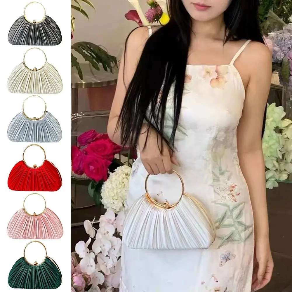 

Luxury Multi Color Wrinkled Banquet Bag Circular Handmade Banquet Bag Wrinkle Dumpling Bag Women