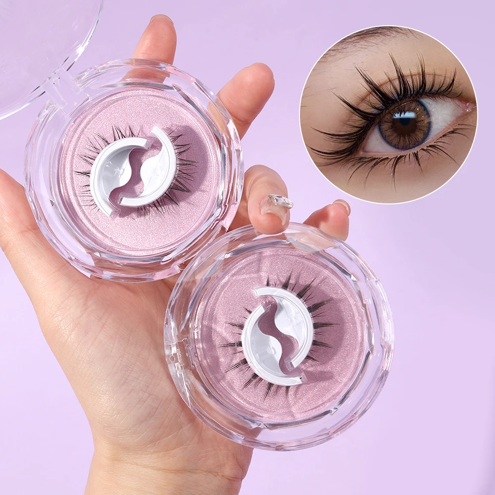 1คู่ Natural Self-กาวขนตาปลอมนุ่ม3D Mink Lashes กาวตัวต่อขนตา Handmade Reusable Eyelashes แต่งหน้า