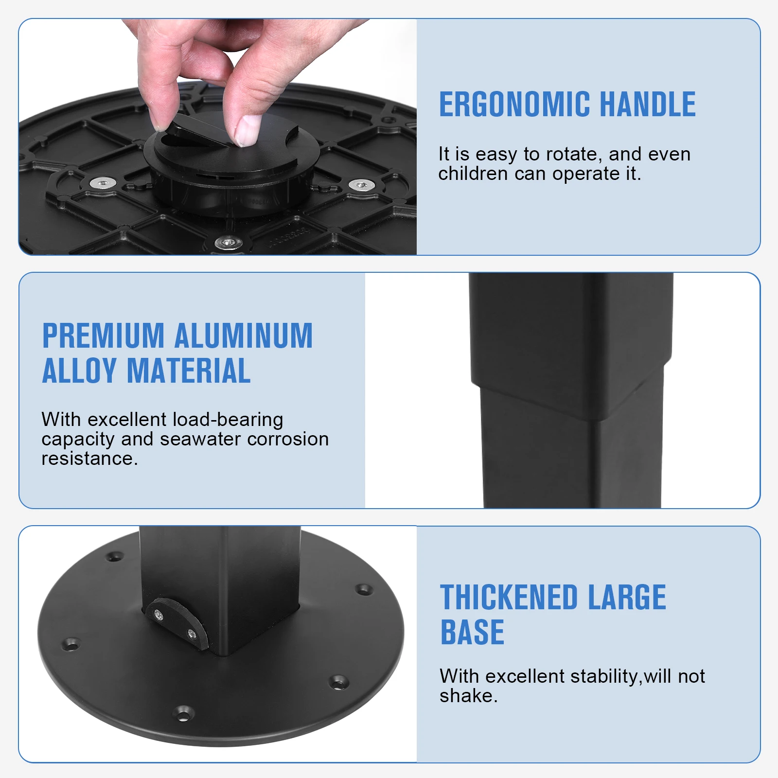 

Heavy Duty Camper Table Pedestal Adjustable Pneumatic RV Table Pedestal Stand with Gas Lift Aluminum Alloy for RV Boat Caravan