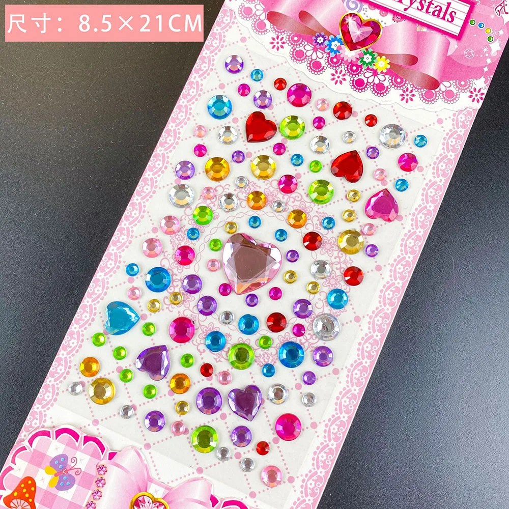 1 Sheet Acrylic Crystal Stickers Decal Mobile PC Diamond Rhinestone Self Adhesive Scrapbooking Stickers For Children Kids Toys