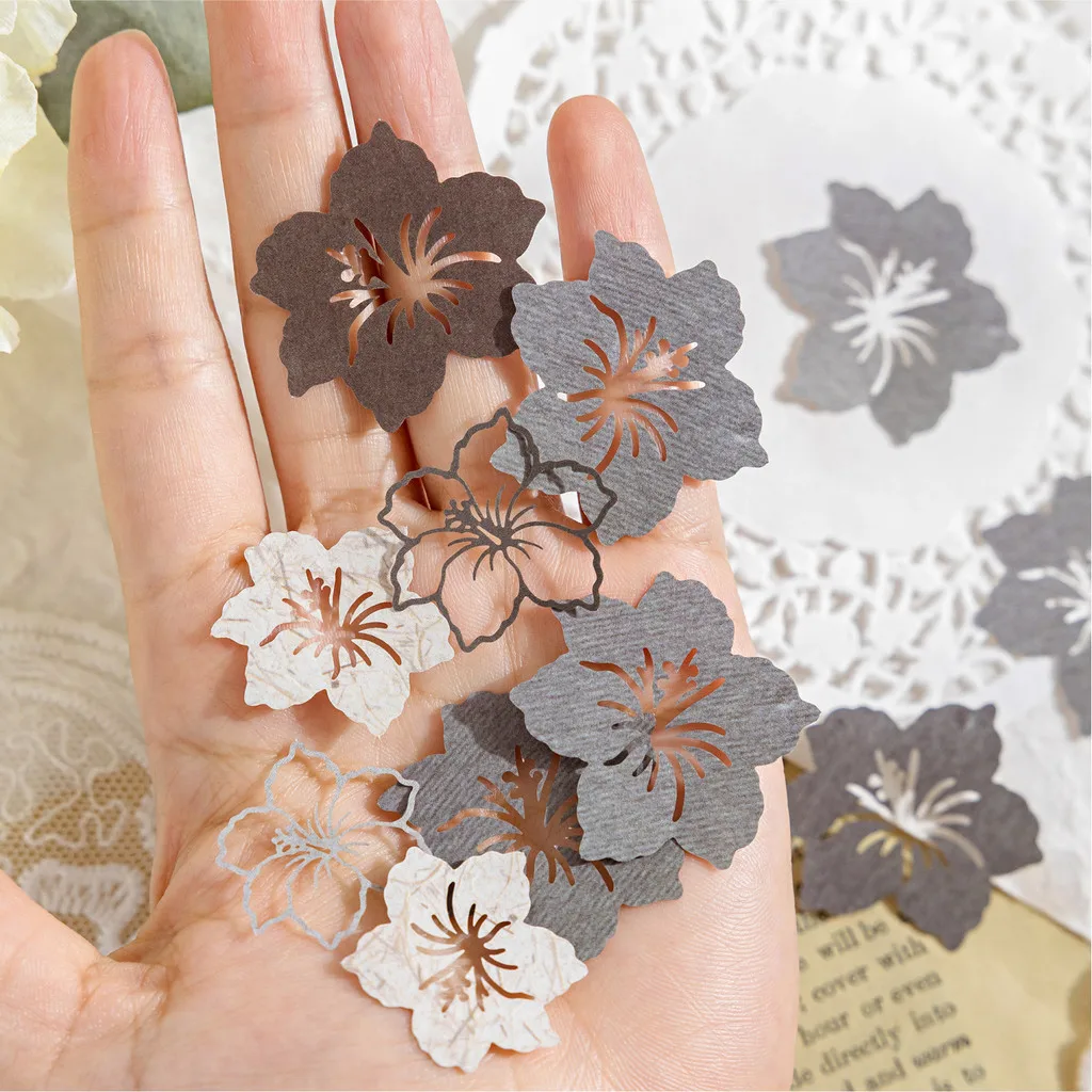 Journamm 30 Stück Blumen Hohlpapier Scrapbook-Materialien DIY Fotoalbum Collage Journal Kreatives Briefpapier Material Papier