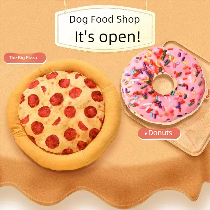 Plush pizza slice shaped fleece squeaky dog toy for small to large dogs, Coozy Paw USA4