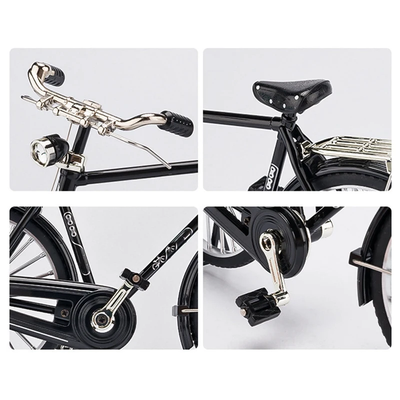 DIY Mini Alloy Bicycle Model Retro Simulation Metal Bike Assembling Educational Collection Toys For Children Gifts Durable Black