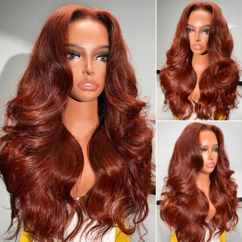 Reddish Brown 13x6 Hd Lace Frontal Wig Preplucked 13x4 Body Wave Lace Front Wig Brazilian Dark Red Brown 4x4 Closure Human Hair