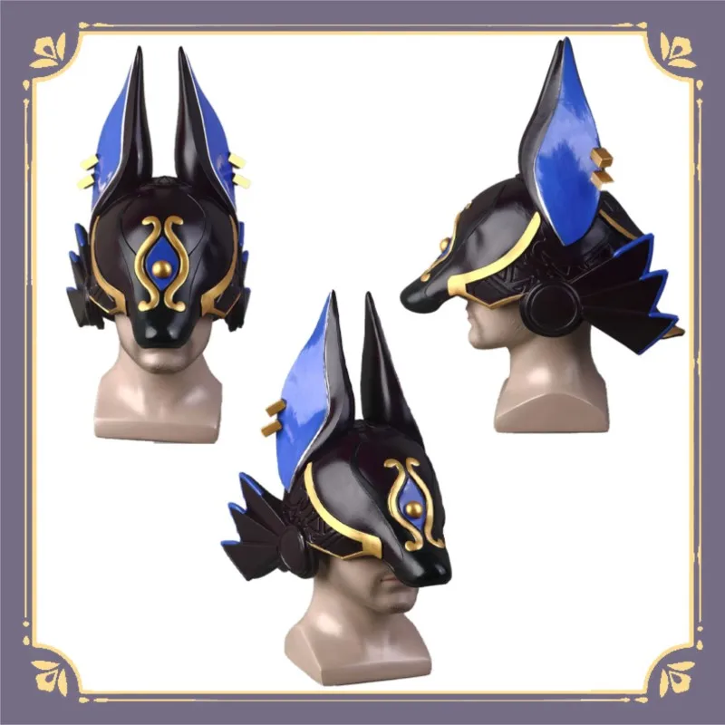 BGenshin Impact Cyno Staff Ofthe Scarlet Sands casco máscara Halloween Anime juego Cosplay Prop fiesta de Halloween juego de Navidad rol