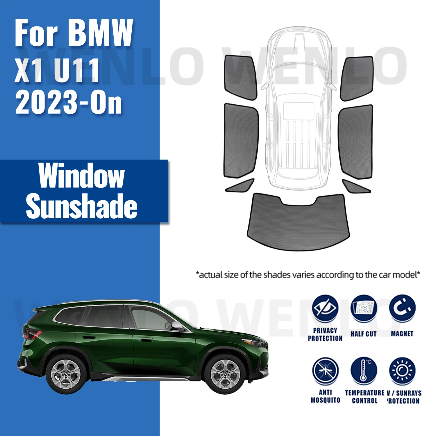 For BMW X1 U11 2023 2024 Car Sunshade Shield Front Windshield Frame Curtain Net Baby Rear Side Window Sun Shade Visor