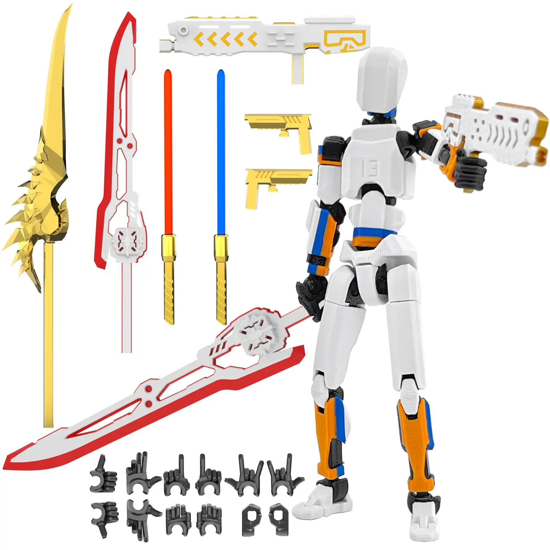 T13 Action Figure Already Assembled, Multi-Colored Titan 13 Action Figure Set with Laser Saber 3D Printed T 13 Lucky Robo Dummy