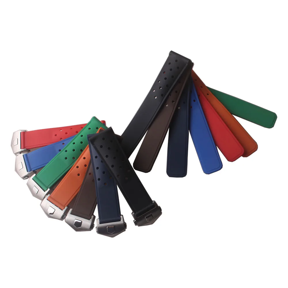 

Silicone Rubber Watchband Stainless steel Buckle Deployment Fit Tag Heuer Men's Watch accessories 22mm Straps hot Colorful Bands