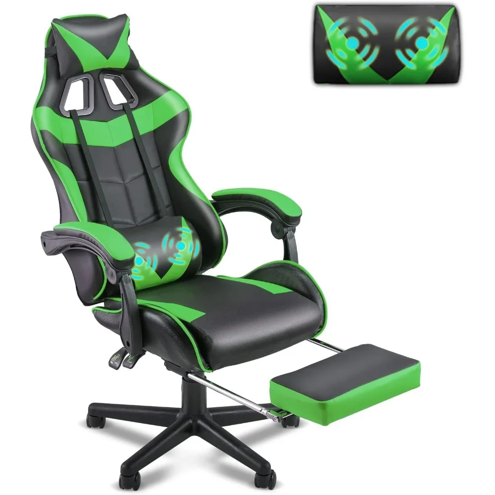 Ergonomischer Gaming-Stuhl mit Fußstütze und Lendenwirbelstütze