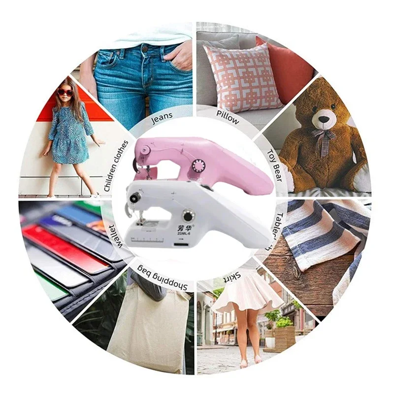 ZDML-6 آلة الخياطة الصغيرة المحمولة المحمولة الكهربائية مزدوجة الموضوع بسرعة إبرة الموضوع الملابس النسيج آلة الخياطة