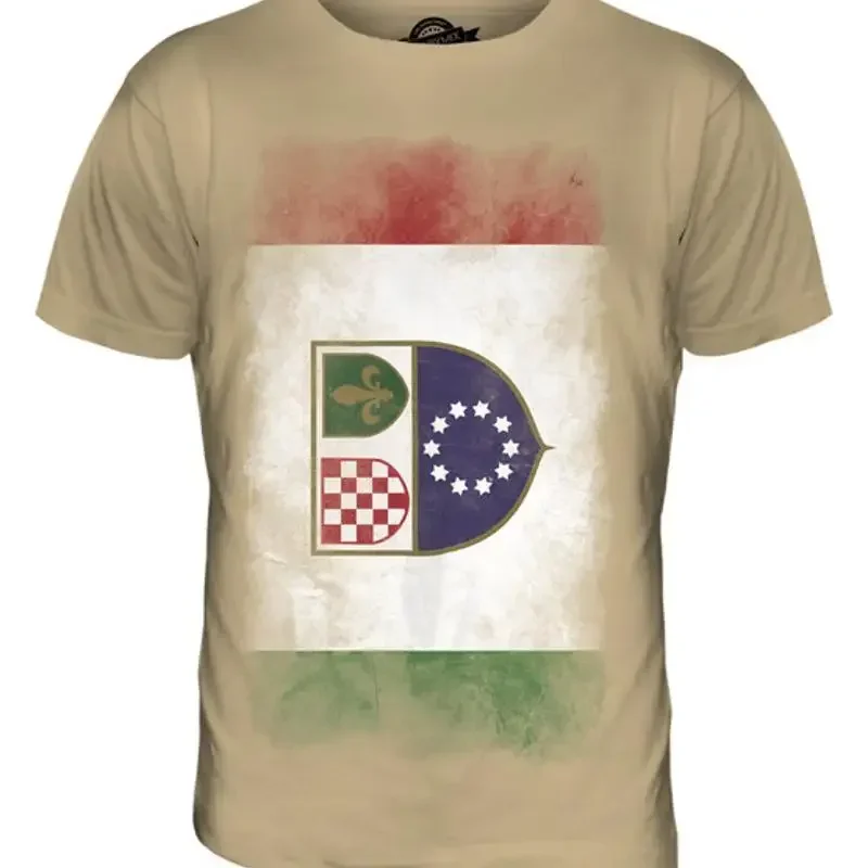 FEDERATION OF BOSNIA AND HERZEGOVINA FADED FLAG MENS T-SHIRT TEE SHIRT