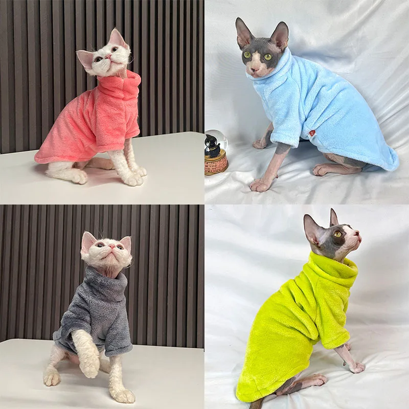 Sphynx Katze Pullover Mantel Roll kragen pullover Winter warm haarlose Katze Kleidung weiche Fluff Pullover Hemd Welpen jacke Chihuahua Kleidung