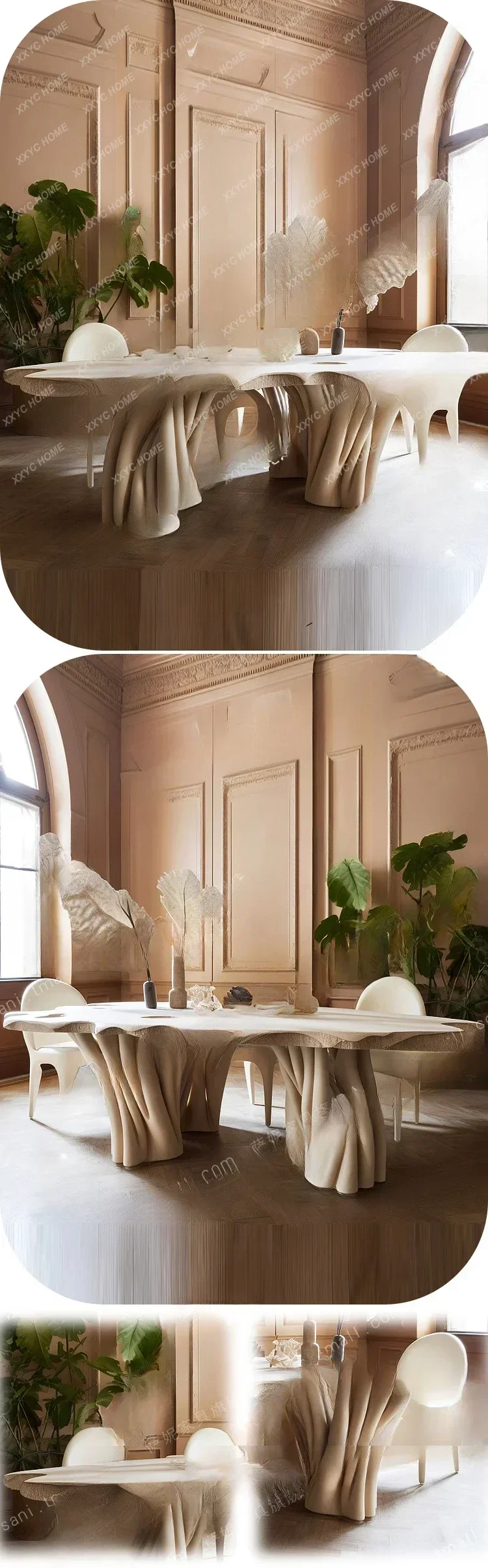 Artistic modeling dining table, technological creativity, irregular shape, tree vine shape