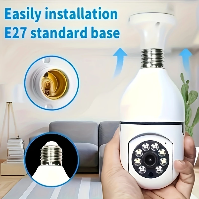 Ease Life App 5GHz E27 1080P Light Bulb Security Cameras Indoor Outdoor Wireless WiFi Camera Color Night Vision Motion Detection