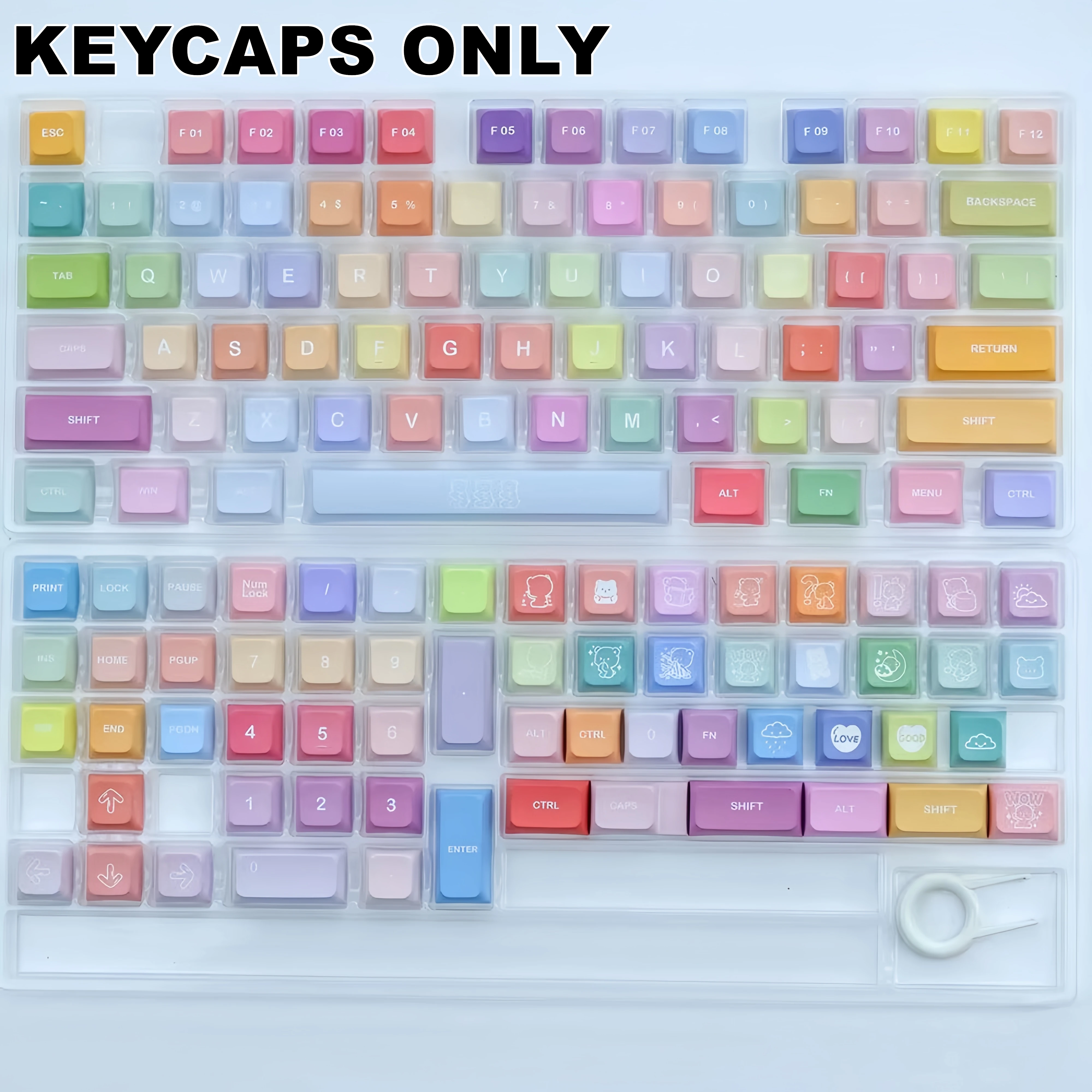 133 Keys Gummy Bear PBT XDA Height Keycaps Dye-Sublimated Keycap Set for Mx Cherry Switch Mechanical Keyboard Kit Accessories