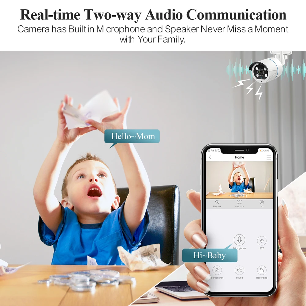 Techage HD 3MP Wireless Camera System Outdoor Wifi IP Camera Two-way Audio Record Human Detetcion Home Security CCTV Video P2P