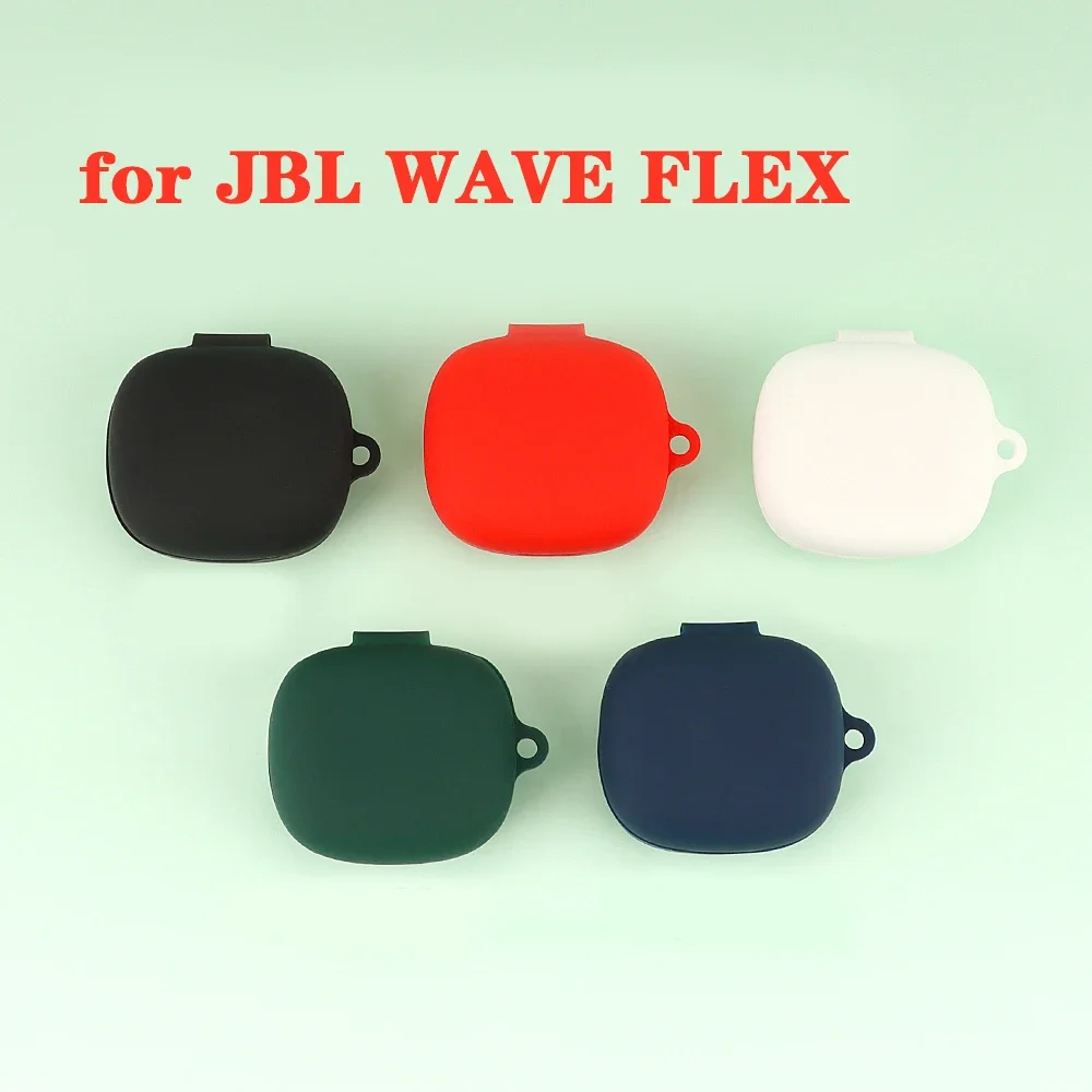 1pc Silicone Case for JBL WAVE FLEX Case Solid Color Protection Earphone Cover with Hook Charging Box Case