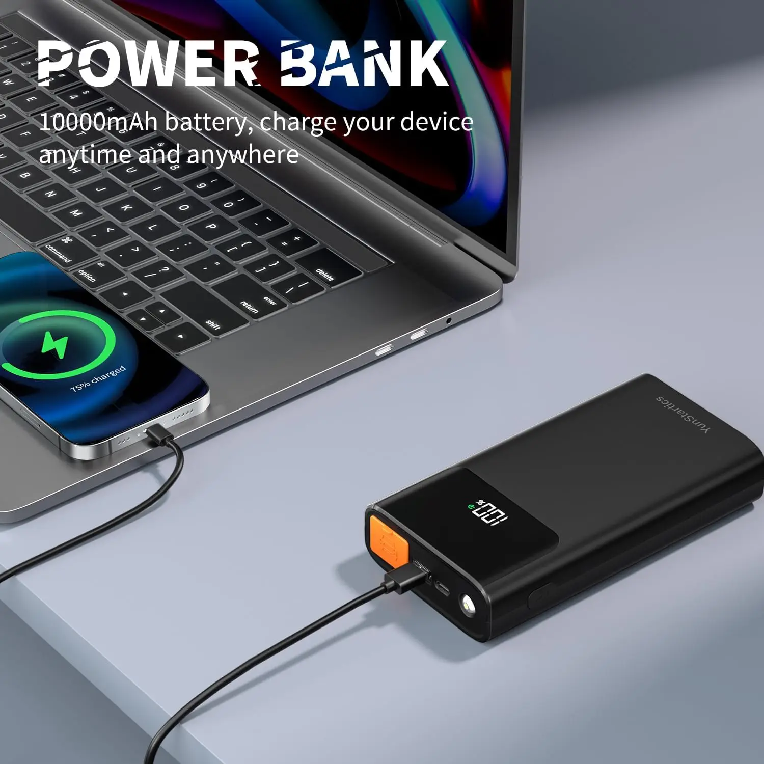 بطارية السيارة Jump Starter 2000A، صندوق قفز 12 فولت للغاز 8.0 لتر/7.5 لتر، كابلات ذكية، 3 أوضاع إضاءة، شاشة LCD #3